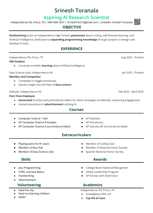 Srinesh Toranala Resume